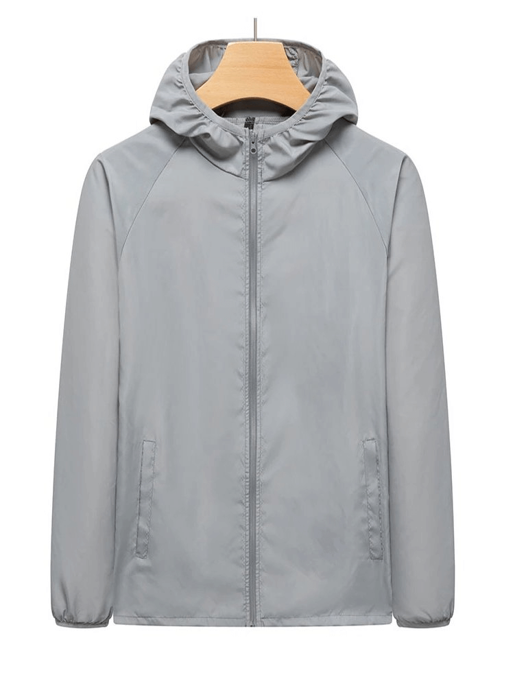 Waterproof reflective sun-protective women's jacket in gray, perfect for camping and hiking. SF0310